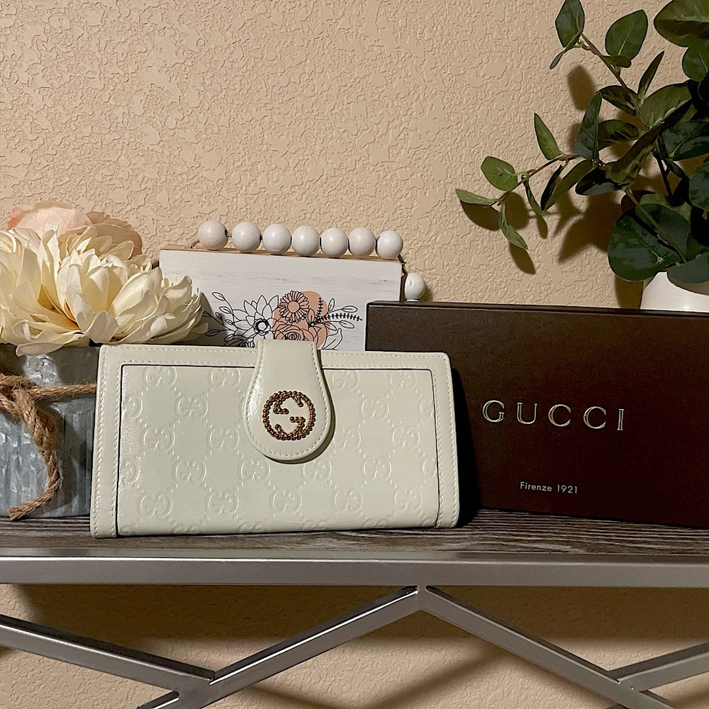Gucci GG Leather Guccissima Sage Green Long Wallet